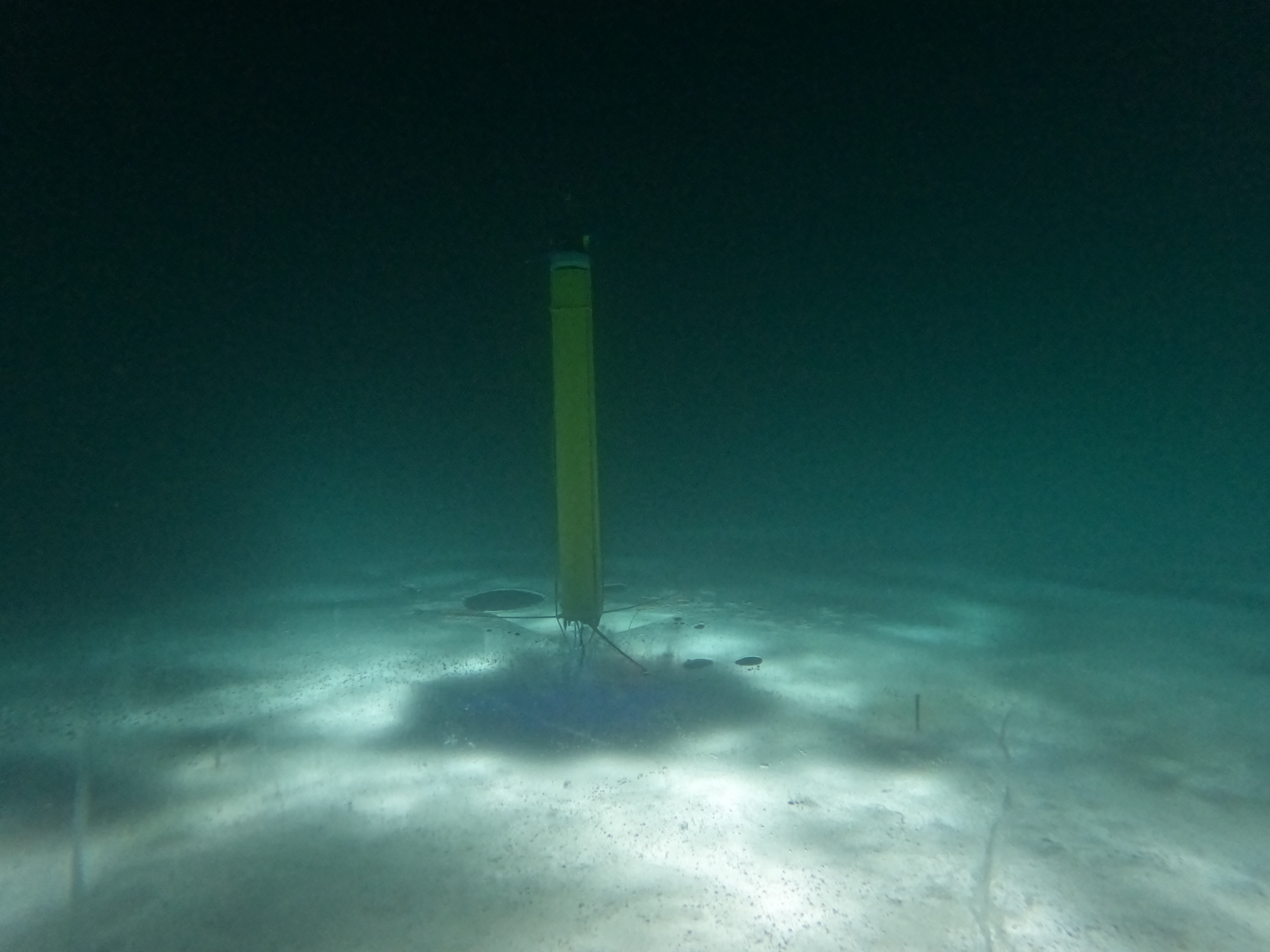 Underwater view of IceNode landed on the underside of the ice