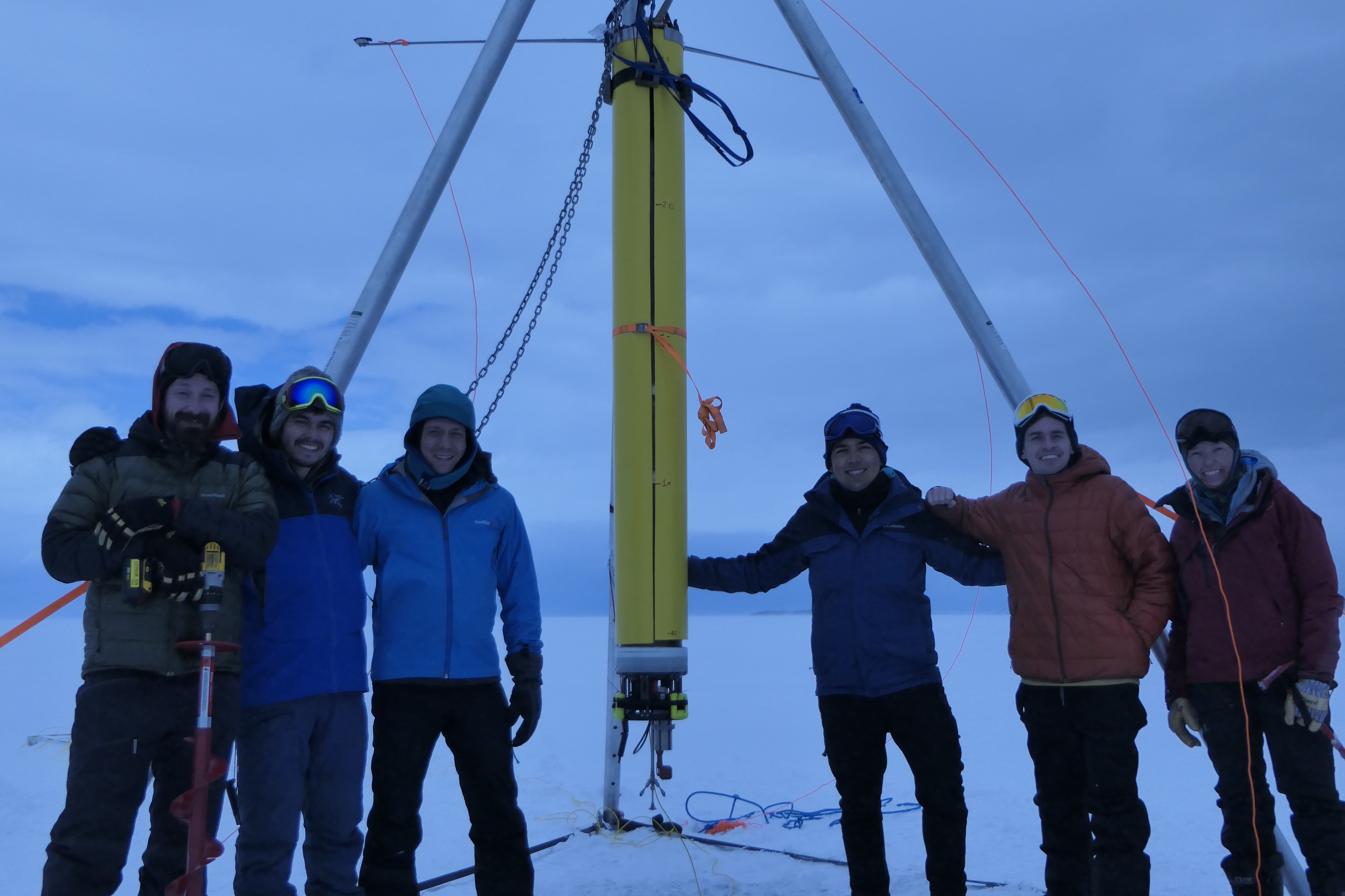 picture of the IceNode lake deployment team